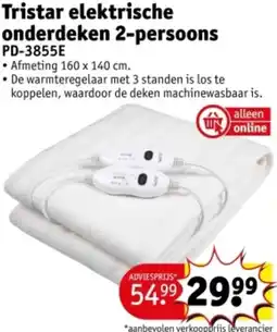 Kruidvat Tristar elektrische onderdeken 2-persoons PD-3855E aanbieding