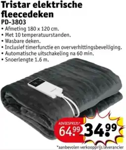 Kruidvat Tristar elektrische fleecedeken PD-3803 aanbieding