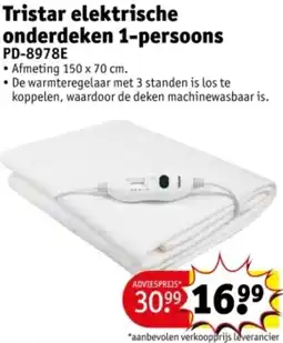 Kruidvat Tristar elektrische onderdeken 1-persoons PD-8978E aanbieding