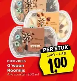 Vomar Voordeelmarkt DIEPVRIES G'woon Roomijs aanbieding