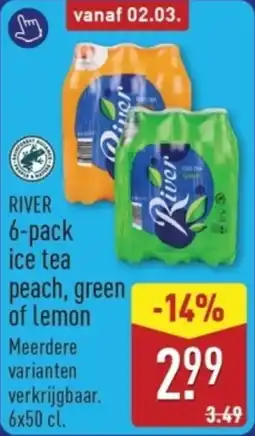 ALDI River Ice Tea Peach, Green of Lemon aanbieding
