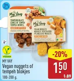 ALDI My Vay Vegan nuggets of tempeh blokjes aanbieding