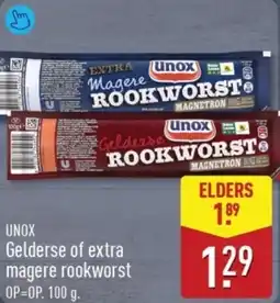 ALDI Unox Gelderse of extra magere rookworst aanbieding