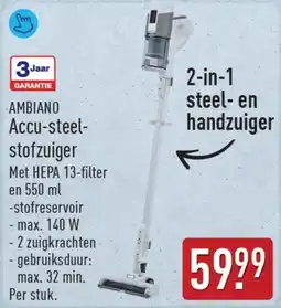 ALDI Ambiano accu-steel- stofzuiger aanbieding