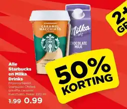 PLUS Alle Starbucks en Milka Drinks aanbieding
