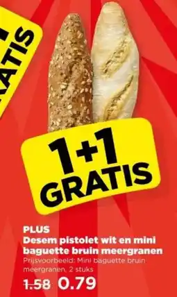 PLUS PLUS Desem pistolet wit en mini baguette bruin meergranen aanbieding