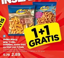 PLUS Aviko Wavy, grip 'n dip, schijfjes, zoete friet en friet van 't huis aanbieding