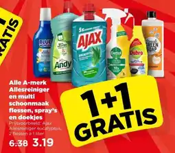 PLUS Alle A-merk Allesreiniger en multi schoonmaak flessen, spray's en doekjes aanbieding