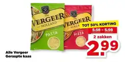 PLUS Alle Vergeer Geraspte kaas aanbieding