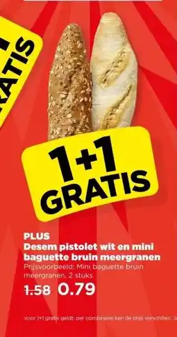 PLUS PLUS Desem pistolet wit en mini baguette bruin meergranen aanbieding