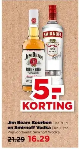 PLUS Jim Beam Bourbon en Smirnoff Vodka aanbieding
