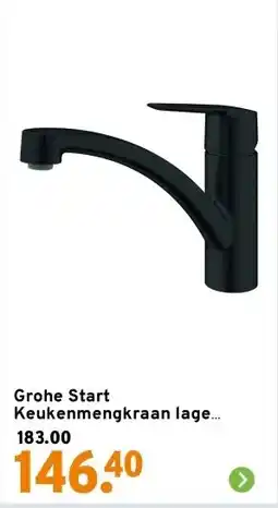 GAMMA Grohe Start Keukenmengkraan lage uitloop mat zwart aanbieding