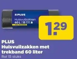 PLUS PLUS Huisvuilzakken met trekband aanbieding