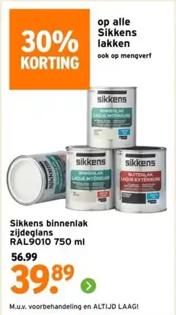 GAMMA Sikkens binnenlak zijdeglans RAL9010 aanbieding