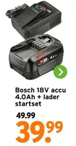 GAMMA Bosch 18V accu 4.0Ah + lader startset aanbieding