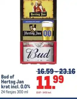 Makro Bud of Hertog Jan krat incl. 0.0% aanbieding