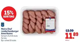 Makro Metro Chef runderhamburger Amerikaans aanbieding