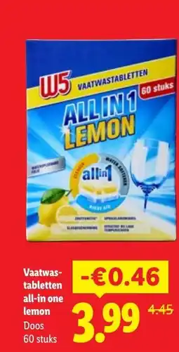 Lidl Vaatwas tabletten all-in one lemon aanbieding