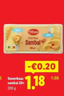 Lidl Smeerkaas Sambal 20+ aanbieding