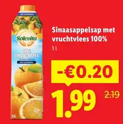 Lidl Sinaasappelsap met vruchtvlees 100 aanbieding