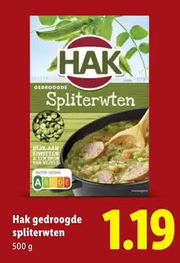Lidl Hak gedroogde spliterwten aanbieding
