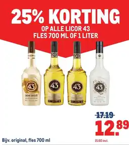 Makro ALLE LICOR 43 FLES 700 ML OF 1 LITER aanbieding