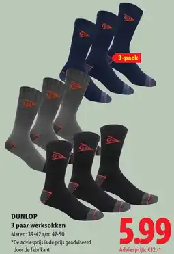 Lidl Dunlop 3 paar werksokken aanbieding