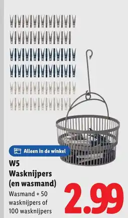 Lidl W5 Wasknijpers (en wasmand) aanbieding
