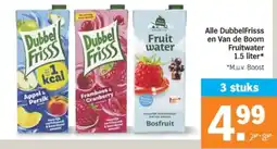 Albert Heijn Alle DubbelFrisss en Van de Boom Fruitwater aanbieding