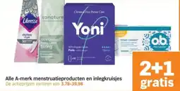 Albert Heijn Alle A-merk menstruatieproducten en inlegkruisjes aanbieding