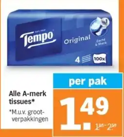 Albert Heijn Alle A Merk Tissues aanbieding