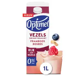 PLUS Optimel Drinkyoghurt vezels Framboos Bosbes 0% aanbieding