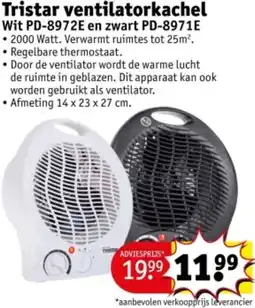 Kruidvat Tristar ventilatorkachel Wit PD-8972E en zwart PD-8971E aanbieding