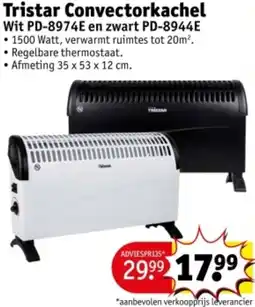 Kruidvat Tristar Convectorkachel Wit PD-8974E en zwart PD-8944E aanbieding