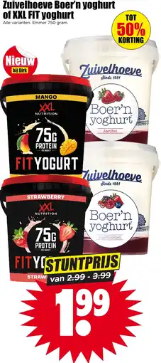 Dirk Zuivelhoeve Boer'n yoghurt of XXL FIT yoghurt aanbieding