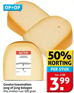 Hoogvliet Goudse kaasstukken jong of jong belegen aanbieding