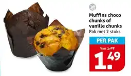 Hoogvliet Muffins choco chunks of vanille chunks aanbieding
