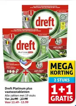 Hoogvliet Dreft Platinum plus vaatwastabletten aanbieding