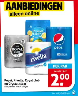 Hoogvliet Pepsi, Rivella, Royal club en Crystal clear aanbieding