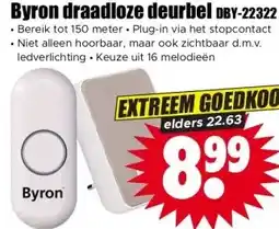 Dirk Byron draadloze deurbel DBY-22322 aanbieding