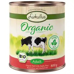 Zooplus 12x800g Lukullus Organic Adult Rund met Appel Glutenvrij Honden Natvoer aanbieding