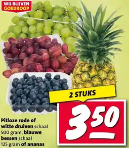 Nettorama Pitloze rode of witte druiven, blauwe bessen of ananas aanbieding