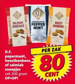 Nettorama D.F. pepermunt, hoestbonbons of salmiak snoepjes aanbieding