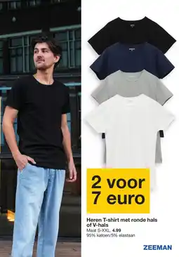 Zeeman Heren T-shirt met ronde hals of V-hals aanbieding