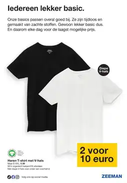 Zeeman Heren T-shirt met V-hals aanbieding