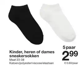 Zeeman Kinder, heren of dames sneakersokken aanbieding