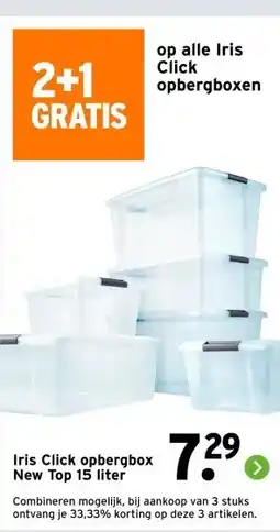 GAMMA Iris Click opbergbox New Top 15 liter aanbieding