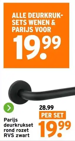 GAMMA Parijs deurkrukset rond rozet RVS zwart aanbieding