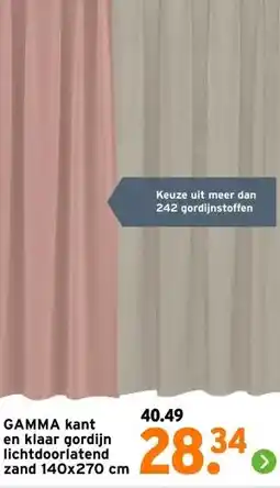GAMMA GAMMA kant en klaar gordijn lichtdoorlatend zand aanbieding