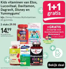 Etos Kids vitaminen van Etos, Lucovitaal, Davitamon, Dagravit, Disney en Yummygums aanbieding
